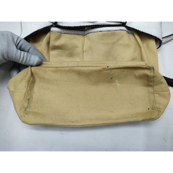 Talbot's White Leather Double Handle Tote Shoulder Bag - Picture 13 of 16